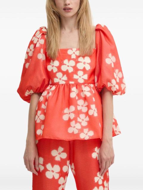 STINE GOYA square-neck floral-pattern blouse
