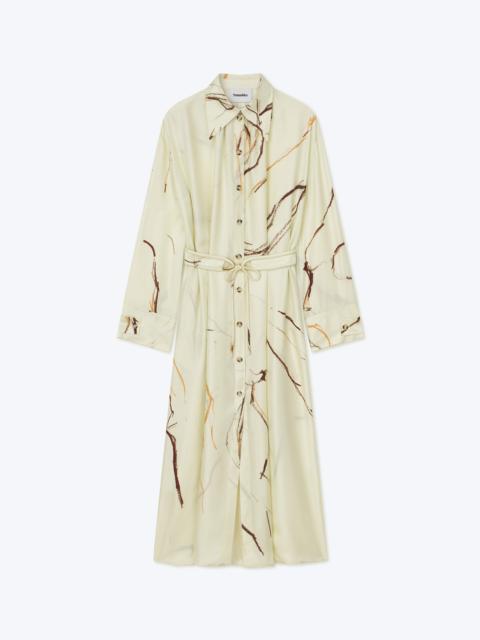 ELUNA - Printed twill silk shirt dress - Line drawing