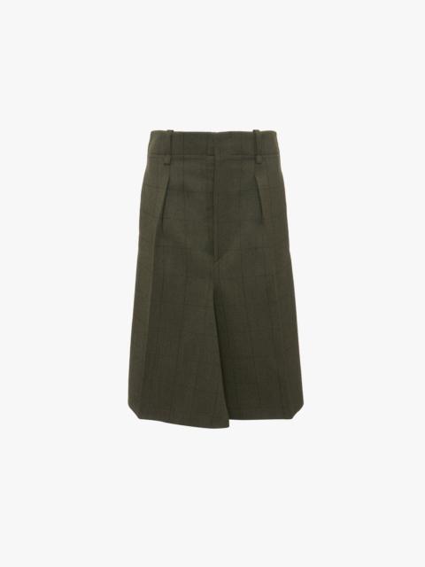 Victoria Beckham Exclusive Asymmetric Tailored Skirt In Dark Fern Check