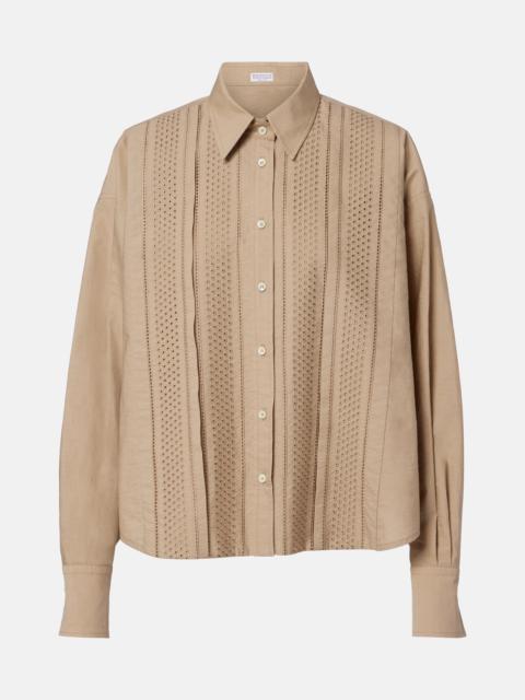Brunello Cucinelli Embroidered cotton-blend shirt