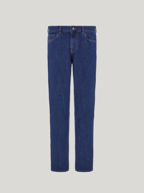 Canali FIVE-POCKET SLIM-FIT STRETCH DENIM PANTS IN BLUE
