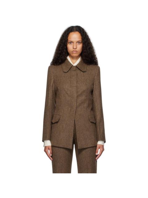 REMAIN Birger Christensen Brown Fitted Herringbone Blazer