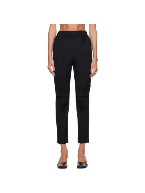 ISSEY MIYAKE Black Sheer Split Pleats Trousers