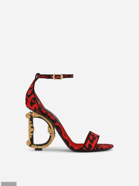 Leopard-print brocade sandals with baroque DG detail
