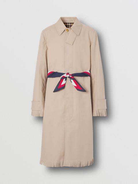 Burberry Scarf Detail Fringed Cotton Gabardine Car Coat