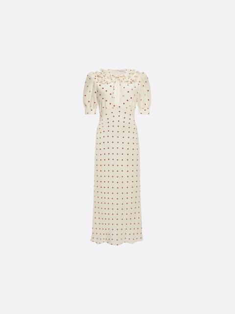 Alessandra Rich POLKA-DOT SILK DRESS WITH DOUBLE COLLAR