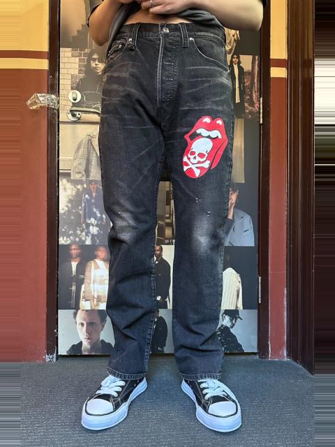 mastermind JAPAN mastermind Japan × Theater8 Rolling Stone Black Washed Cotton Spandex Jeans