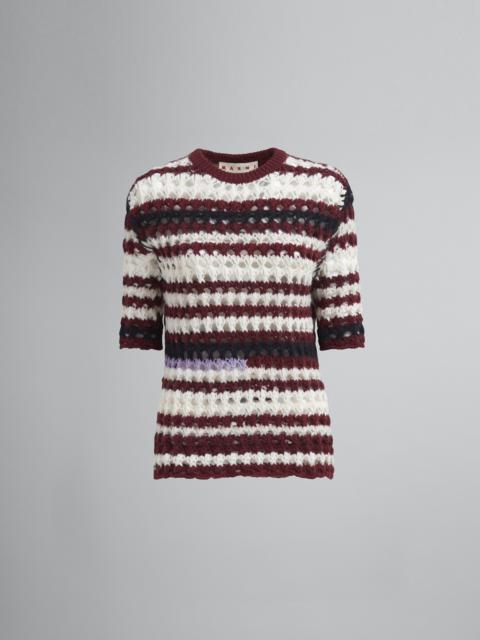 Marni MULTI-COLOURED STRIPED 3D CROCHET INTARSIA SWEATER IN BLENDED YARNS