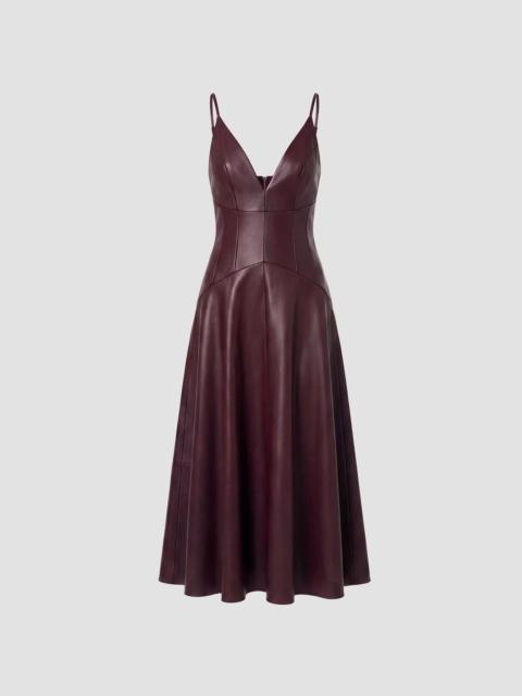 NICHOLAS Women's Nora Faux-Leather Plunge Neck Midi Dress - Oxblood