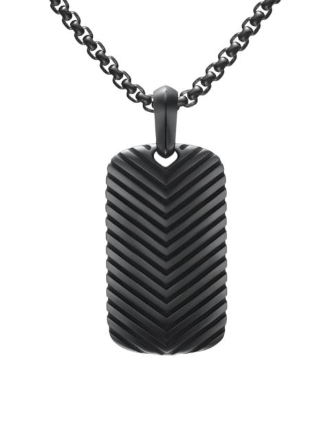 DAVID YURMAN Men's Chevron Tag in Black Titanium, 34MM - Black