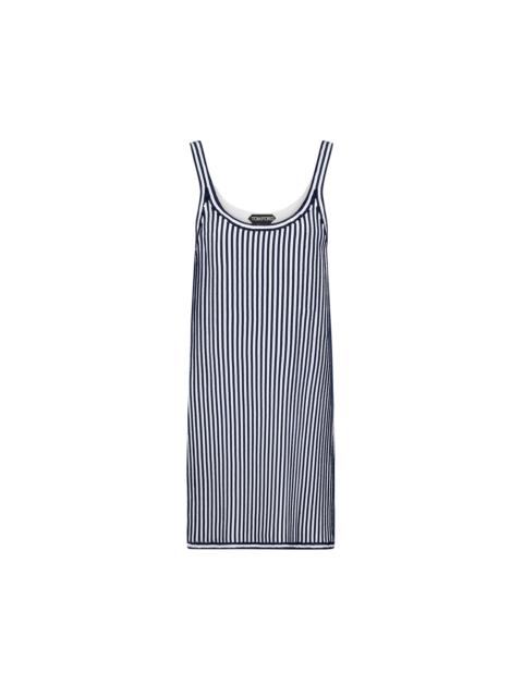 TOM FORD SEQUINS EMBROIDERY SILK TANK TOP COCKTAIL DRESS