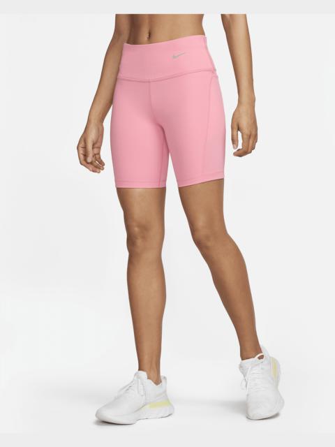 Nike Women's Tight Mid-Rise Ribbed-Panel Running Shorts with Pockets