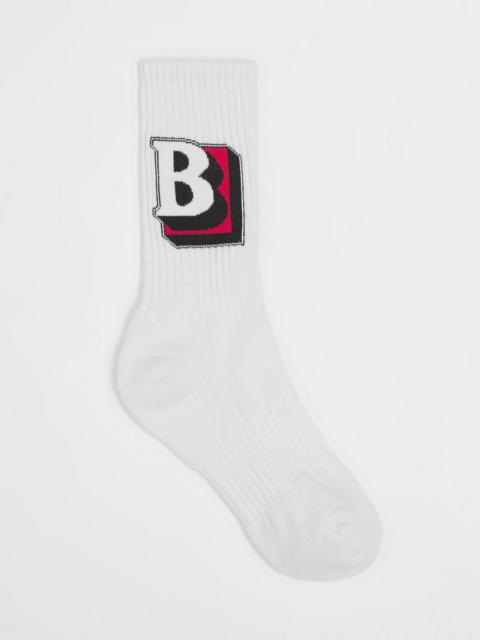 Burberry Letter Graphic Intarsia Cotton Blend Socks