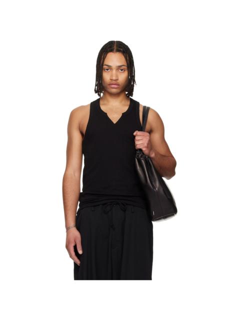 Yohji Yamamoto Black Single Jersey V Neck Tank Top