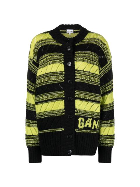 GANNI stripe-pattern knitted cardigan