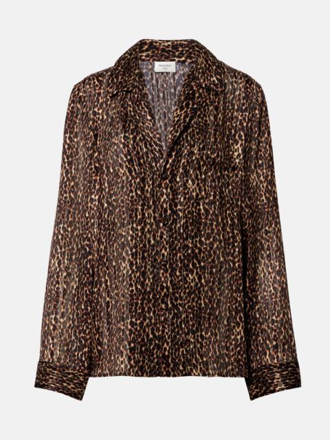 SAINT LAURENT Leopard-print silk blouse