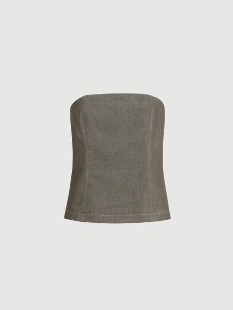 Brunello Cucinelli Cotton denim-effect twill bandeau top