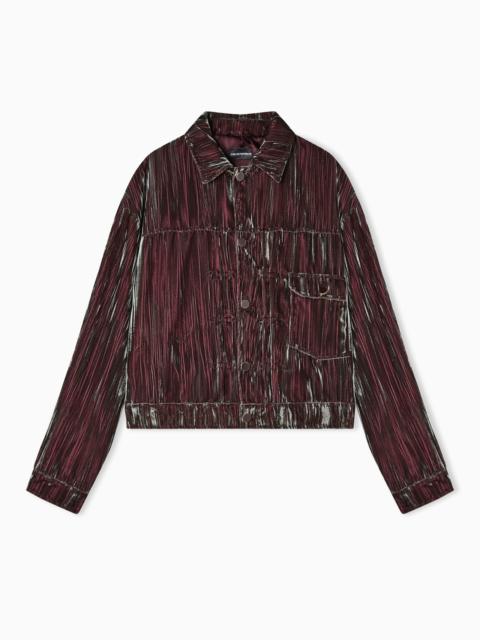 EMPORIO ARMANI BLOUSON IN IRIDESCENT FROISSÉ VELVET