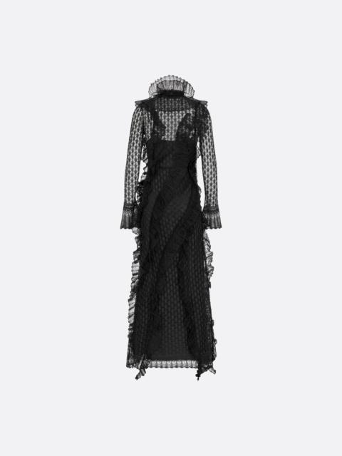 Dior Long Ruffled Dress with Removable Ruched Collar