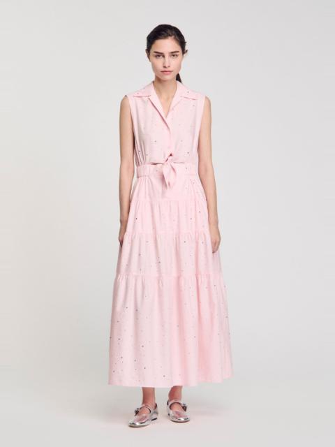Sandro RHINESTONE TIE-FRONT MAXI DRESS
