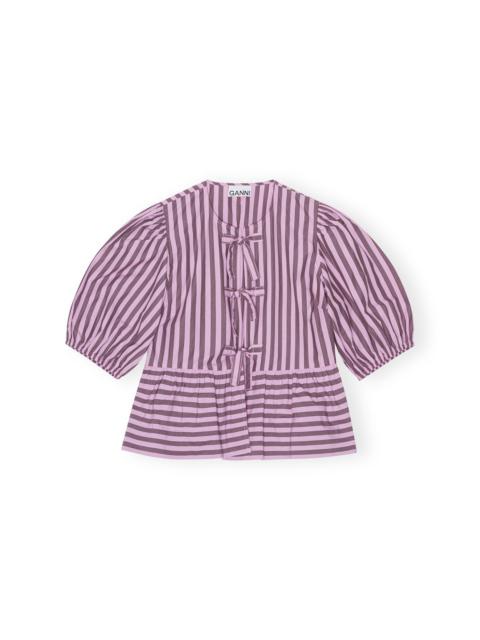 STRIPED COTTON PEPLUM BLOUSE