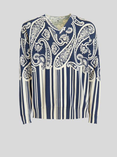 Etro STRIPED PAISLEY COTTON JUMPER