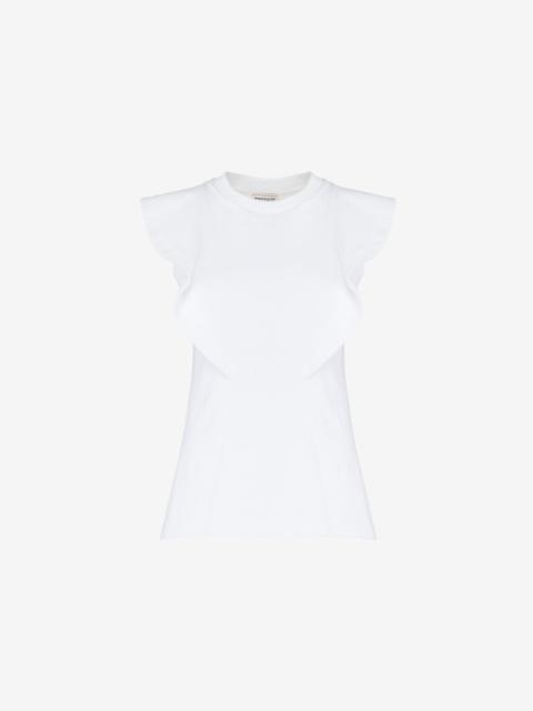 Alexander McQueen Women's Frill Detail Sleeveless Top in Optic White