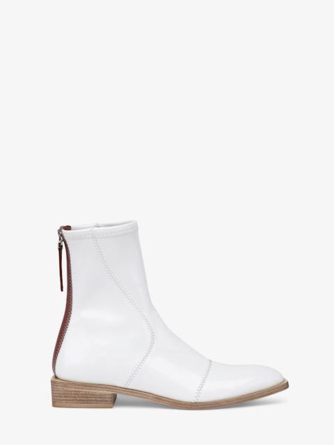 FENDI Glossy white neoprene low ankle boots