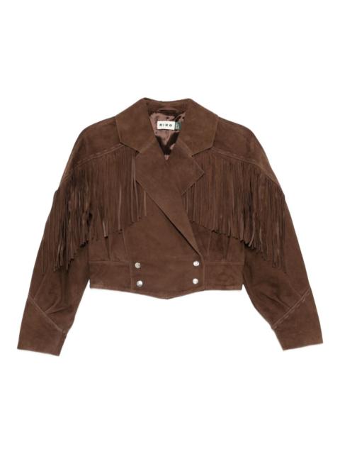 RIXO fringe-detail double-breasted jacket