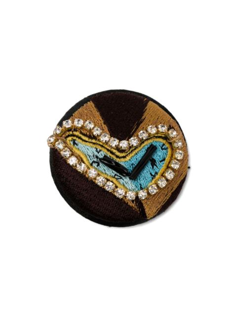 UNDERCOVER rhinestone heart brooch