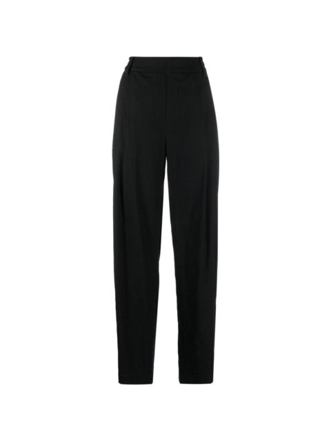 pleat-front straight leg trousers