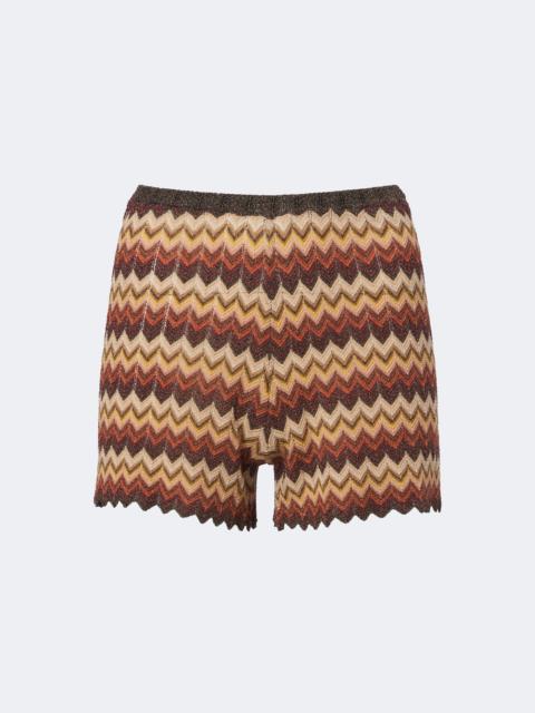 FAITHFULL Raya knitted chevron lamé shorts