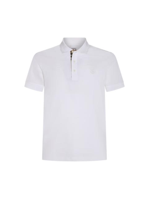 white and archive beige cotton polo shirt