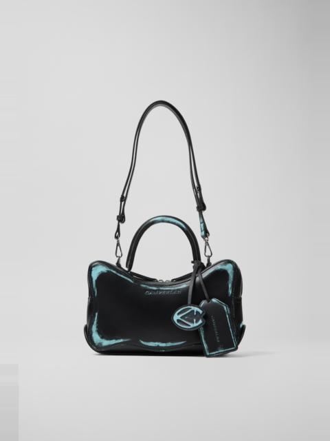 CAMPERLAB LUNSSI LUNSSI Leather Distorted Shoulder Bag in Black-Turquoise