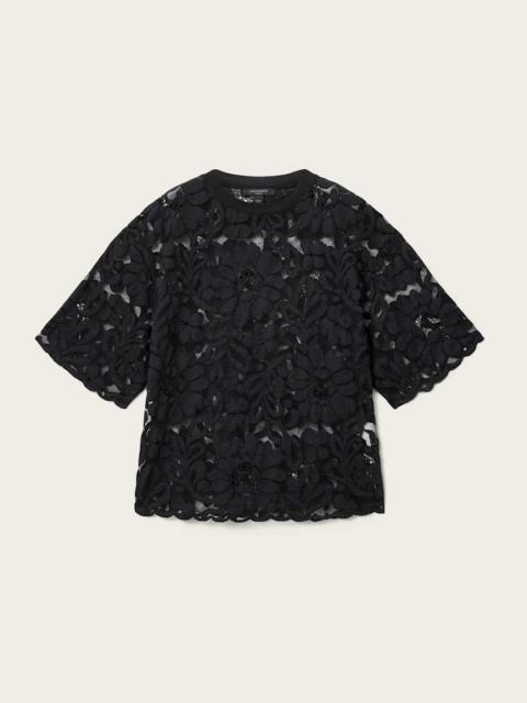 ALLSAINTS AMELIE OVERSIZED SHORT SLEEVE LACE T-SHIRT