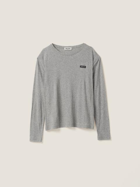 Miu Miu Long-sleeved ribbed jersey T-shirt