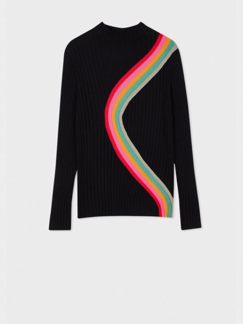 Paul Smith Women's Black Wool-Blend 'Swirl' High Neck Sweater