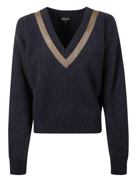 GIORGIO ARMANI ribbed-knit V-neck sweater