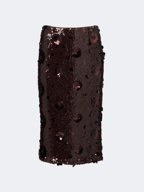 ROTATE Floral-appliqué sequined pencil skirt