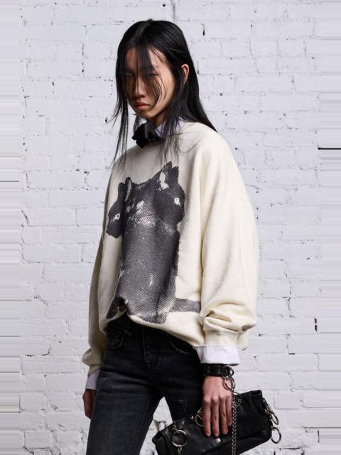 R13 OVERSIZED TRIPLE CAT CREWNECK - ECRU