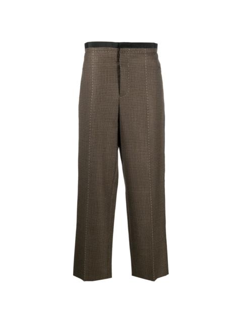 wool check straight trousers