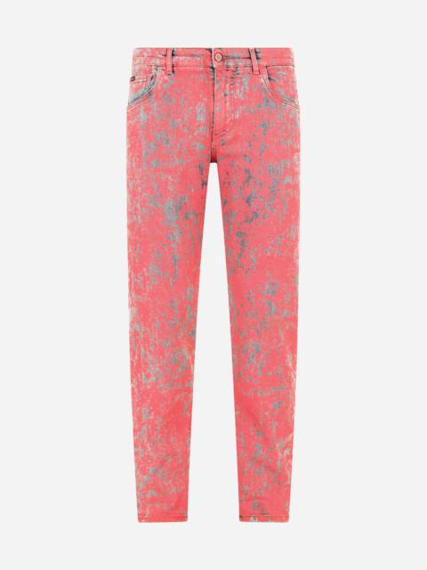Dolce & Gabbana Slim-fit stretch jeans with marbled print