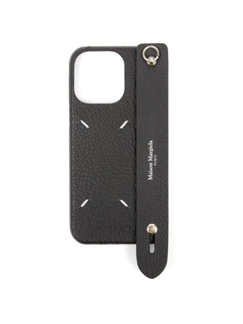 four-stitch grained leather iPhone 14 Pro Max case