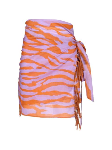 THE ATTICO animal-print fringed skirt