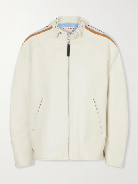 Marni Belted Striped Leather Jacket