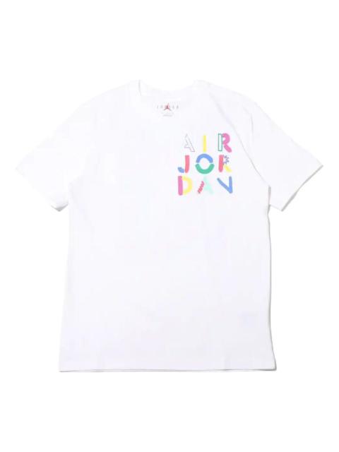 Air Jordan Brand Multi-Color Logo Printing Round Neck Short Sleeve White DM3079-100