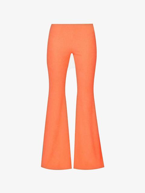 Terry flared-leg cotton-blend trousers