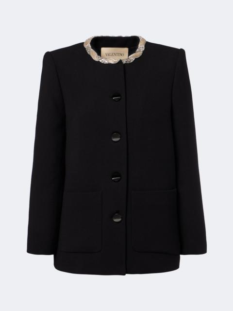 Valentino Embellished virgin wool crêpe jacket