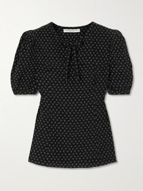 Alessandra Rich Bow-detailed Floral-print Silk Blouse