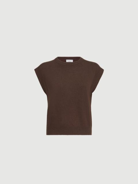 Brunello Cucinelli Cashmere knit t-shirt with monili